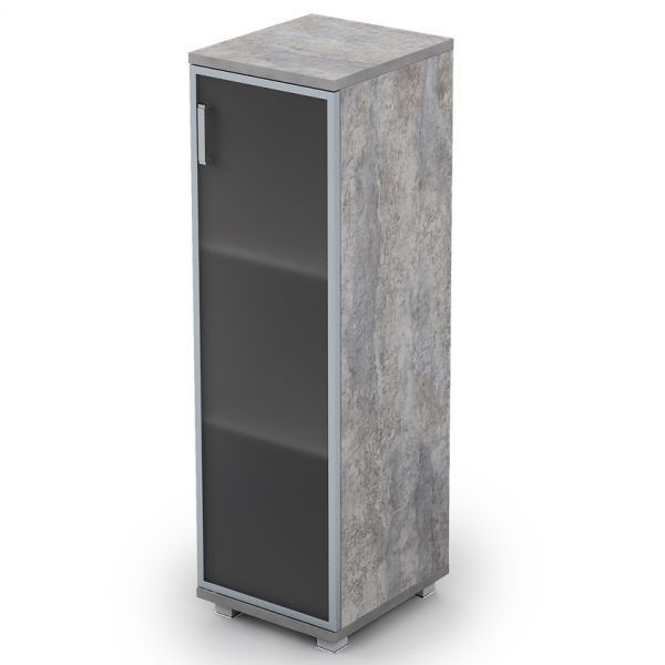 6П.015.4П Пенал для документов средний со стеклом (400x450x1348), правый (Basalt)