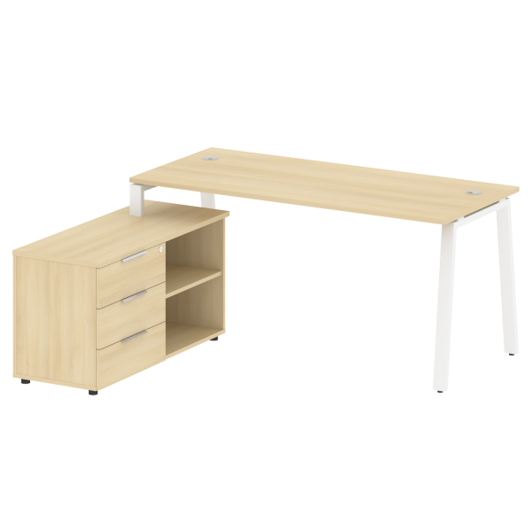 Рабочая станция с тумбой на А-образном м/к Metal System Style БА.РС-СТС-2.4 (L) 1700x1520x750