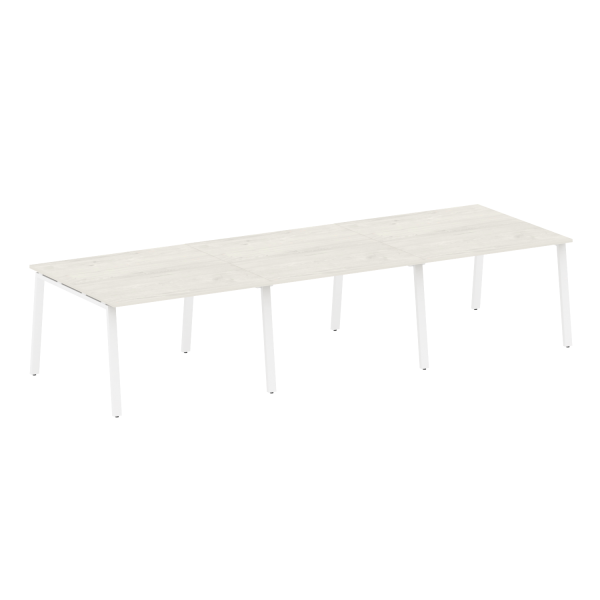 Стол для переговоров (3 столешницы) на А-образном м/к Metal System Style БА.ПРГ-3.2 3600x1235x750 (Дуб наварра/Белый металл)