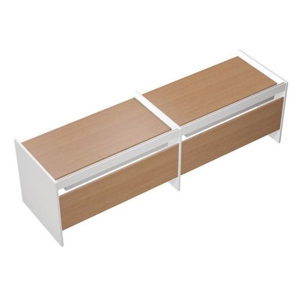 Рабочая станция на опорах ДСП (2х160) c ProSystem Profiquadro КВ 1203-2 БВ 3275x806x835 (Белый премиум / Вишня скандинавская)
