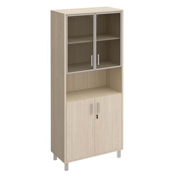 Шкаф для документов стекло в рамке + ДСП с замком + ниша Борн B 430-823-1 900x450x2074 (Дуб шамони)