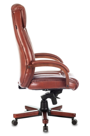 Кресло руководителя T-9922WALNUT светло-коричневый Leather EiCHel кожа крестов. металл/дерево (Темно-коричневый)