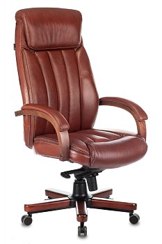 Кресло руководителя T-9922WALNUT светло-коричневый Leather EiCHel кожа крестов. металл/дерево