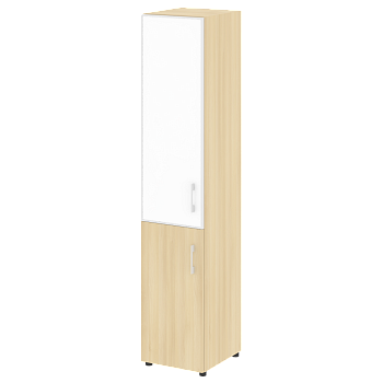 Шкаф для документов узкий со стеклом белым LT.SU-1.2 R (L) White