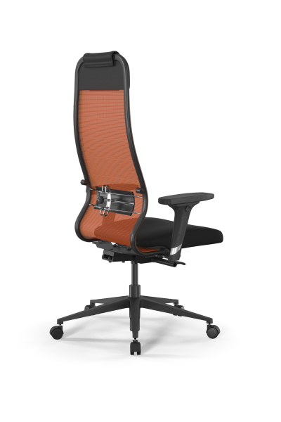 Кресло для руководителя Метта SynchroSit 10 B1-111D - X2+UMF(X1) /Ub00/Wh00/D02P(M24.B11.G19.W02) (Черный | Оранжевый)