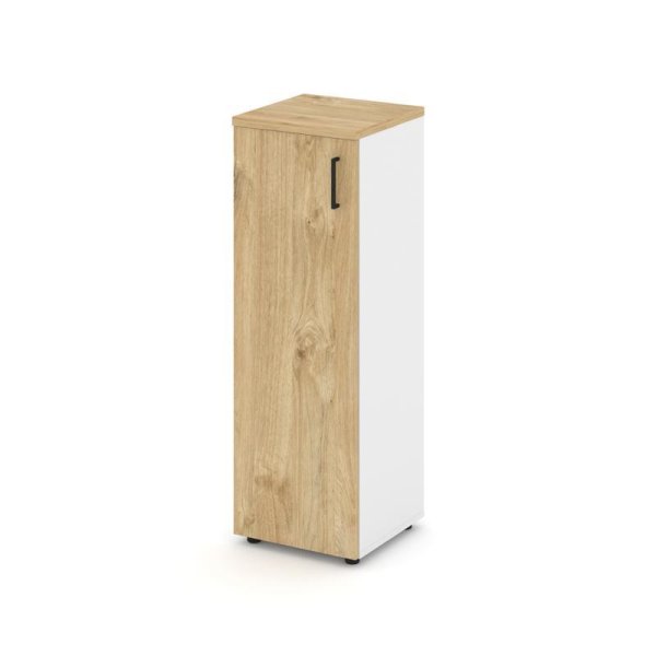 Шкаф средний узкий SN.STU-204(L) (400х400х1203) (Белый/Тиквуд Светлый)