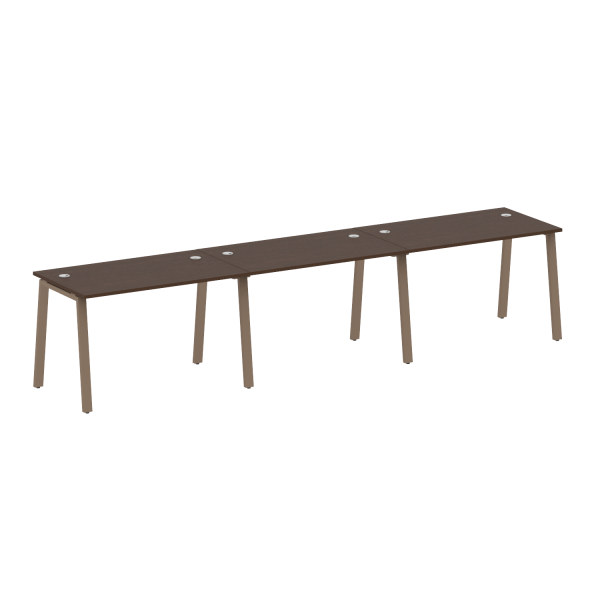Рабочая станция на 3 рабочих места на А-образном м/к Metal System Style БА.СМ-3.2 3600x720x750 (Венге Цаво/Мокко металл)