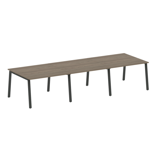 Стол для переговоров (3 столешницы) на А-образном м/к Metal System Style БА.ПРГ-3.2 3600x1235x750 (Вяз/Антрацит металл)