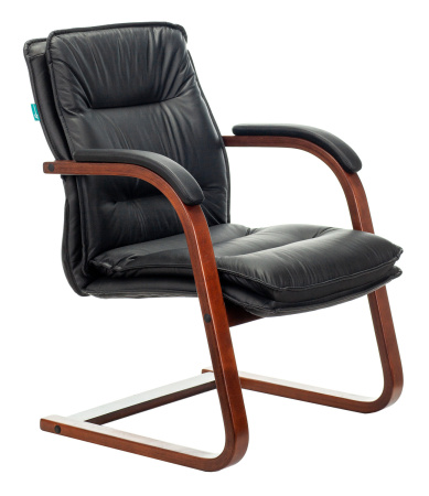 Кресло T-9927WALNUT-AV черный кожа полозья дерево коричневый (Черный)