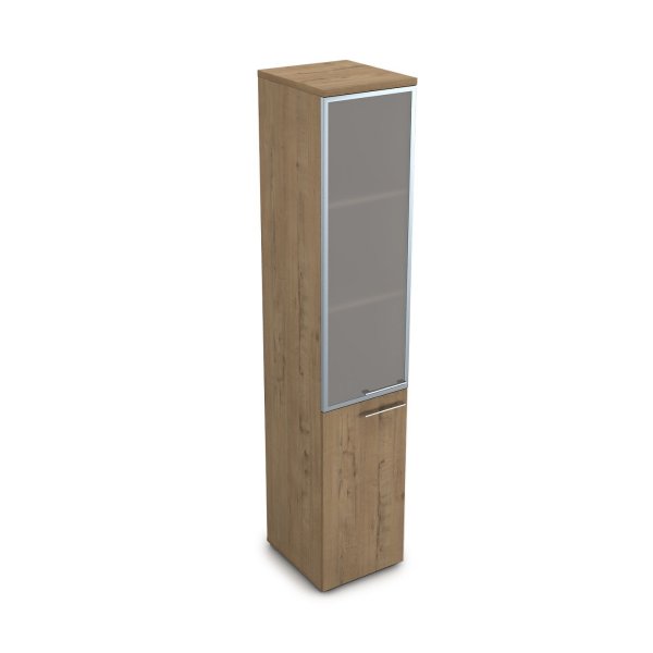 Пенал высокий со стеклом левый Gloss line 9НП.005.19 Л 400x450x2045 (Teakwood)