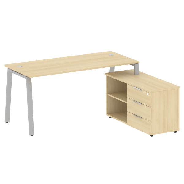 Рабочая станция с тумбой на А-образном м/к Metal System Style БА.РС-СТС-2.4 (R) 1700x1520x750