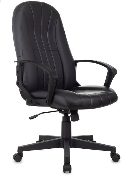 Кресло руководителя T-898 черный Leather Black эко.кожа крестов. пластик (Черный)