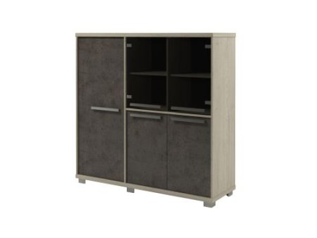 Шкаф трехсекционный левый Vestar Z-33-11л 1556x500x1538 (Дуб Галифакс белый/Бетон Чикаго)