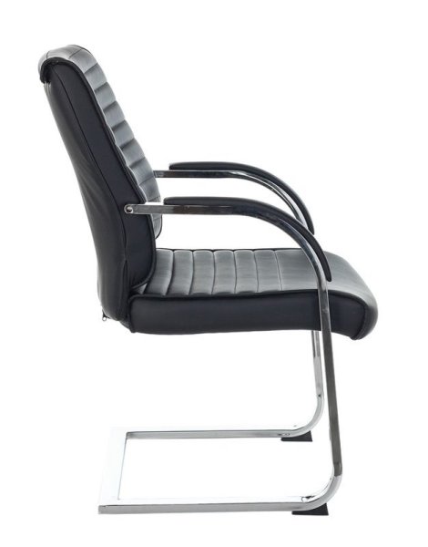 Кресло T-8010N-LOW-V черный Leather Black эко.кожа низк.спин. полозья металл хром (Черный)