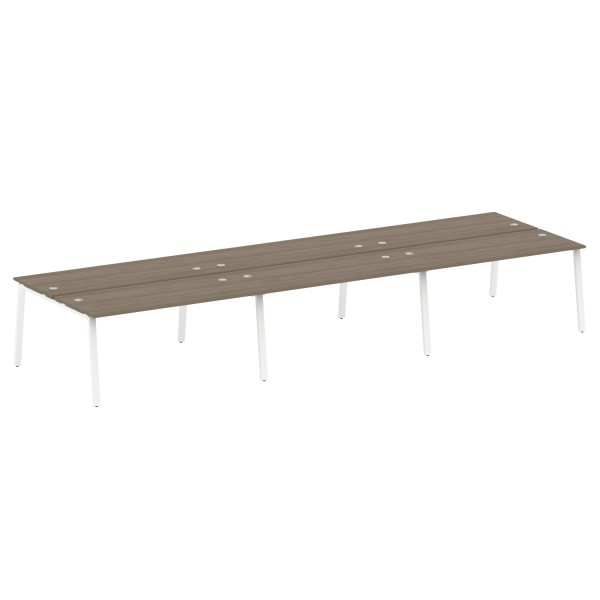 Рабочая станция на 6 рабочих места на А-образном м/к Metal System Style БА.СМ-6.4 4800x1475x750 (Вяз/Белый металл)