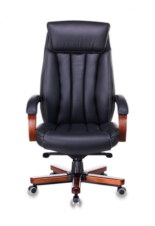 Кресло руководителя T-9922WALNUT черный кожа крестов. металл/дерево (Черный)
